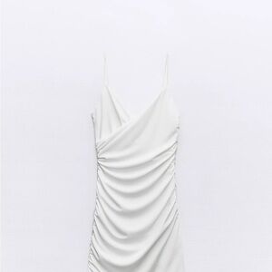 Zara White Pleated Slip Dress